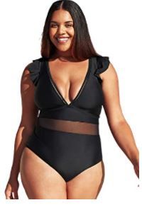 Photo 1 of CUPSHE Women's One Piece Plus Size Black V Neck Ruffle Mesh Bathing Suit
SIZE 3X