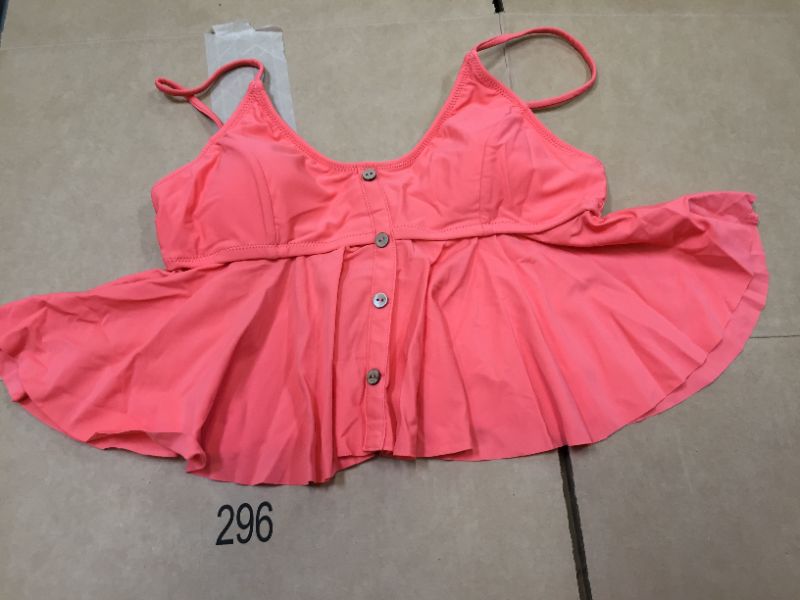 Photo 2 of Pink And Floral Ruffle Buttoned Tankini Size XL