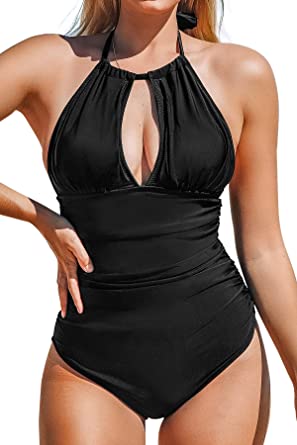 Photo 1 of CUPSHE Women's One Piece Swimsuit Halter Tummy Control Multiway Swimwear Bathing Suits PLUS SIZE 0X
