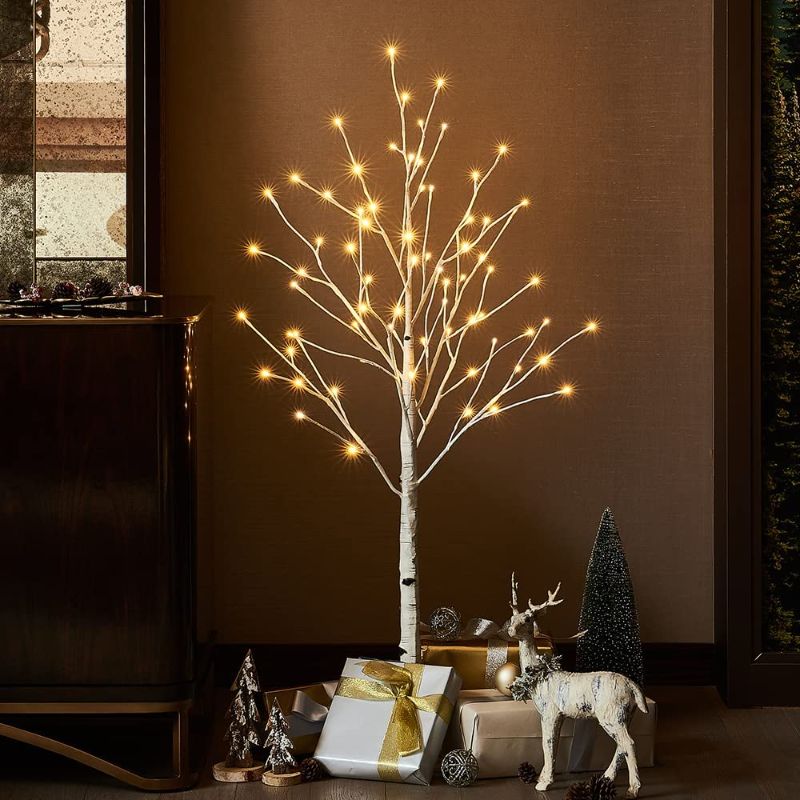 Photo 1 of Hairui Lighted White Birch Tree Plug in 4FT 72 LED Twig Tree with Lights for Spring Valentines Day Easter Christmas Holiday Wedding Party Decorations Indoor Outdoor Use
