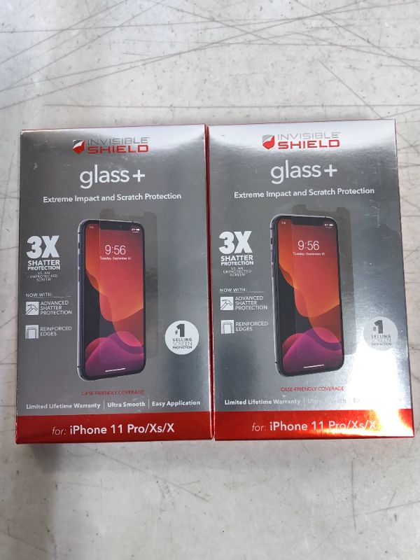 Photo 2 of ZAGG InvisibleShield Glass+ Screen Protector – High-Definition Tempered Glass Made For Apple Iphone 11 Pro – Impact & Scratch Protection 2 pack