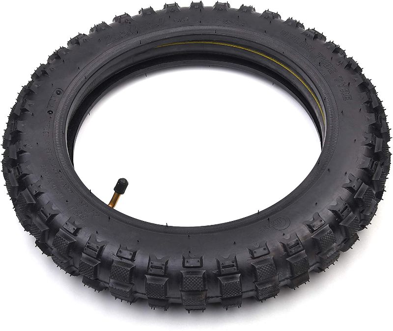 Photo 1 of 2.50-10 Tire and Inner Tube With TR87 Bent Valve Stem Replacement for XR50 CRF50 PW50 SDG Front or Rear Off Road Knobby Mini Dirt Bike Tire Motorcycle Motocross