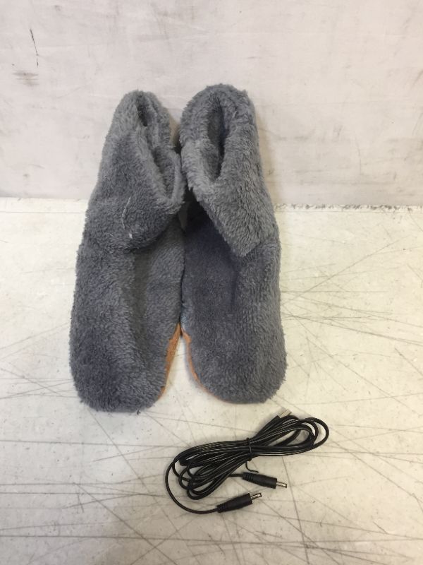 Photo 1 of GREY WARM HEATING HOUSE SLIPPERS APPROX SIZE 7 -- MISSING CHARGING BOX 