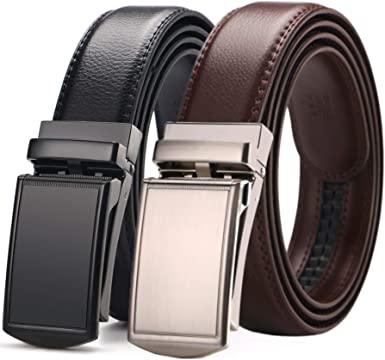 Photo 1 of [2 Pack] Men's Belt,West Leathers Slide Belt for Men with Genuine Leather Perfect Fit Waist Size up to 44 inches --- NEW  BUT OPENED FOR LIVE PHOTOS 
