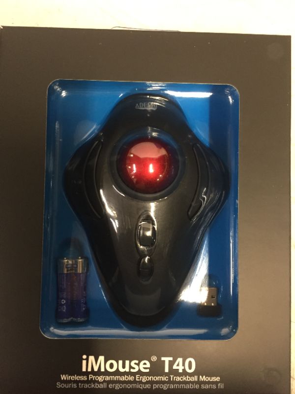 Photo 8 of Adesso iMouse T40 Wireless Ergonomic Finger Trackball Mouse with Nano USB Receiver, Programmable 7 Button Design, and 5 Level DPI Switch, for Left and Right Hand **FACTORY SEALED**
