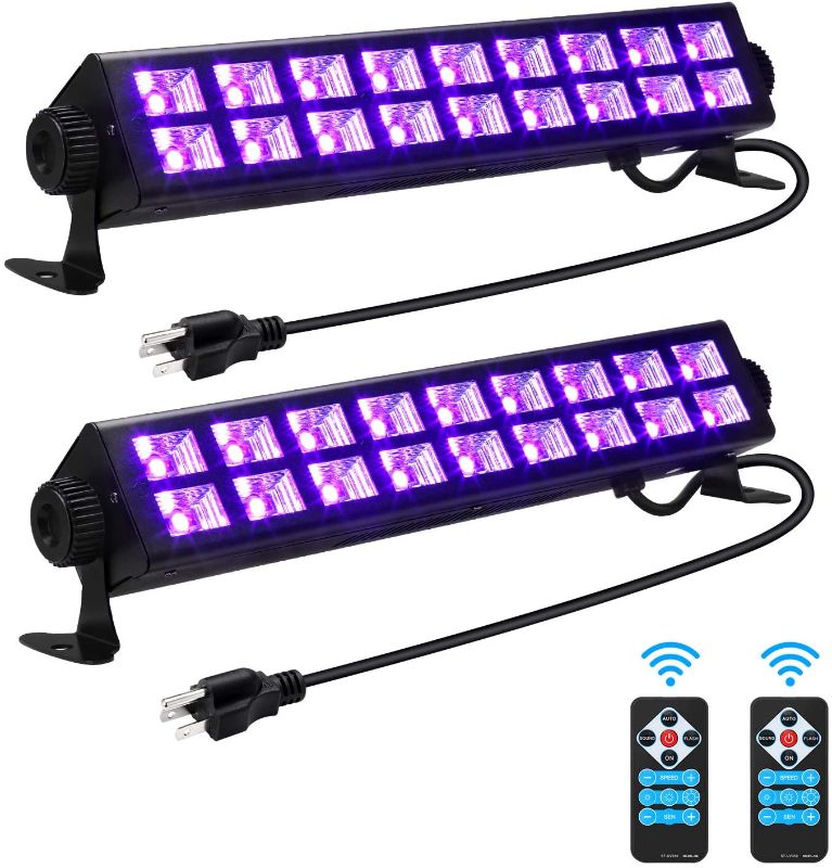 Photo 1 of 36 LED Black Light, 2 Pack 54W LED UV Bar Blacklight with Remote Control, Light Up 20x20ft for Glow Parties Party Lights Glow in The Dark Party Supplies
