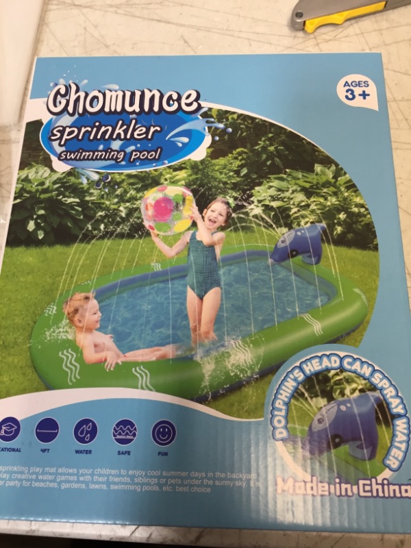 Photo 2 of Chomunce Splash Pad for Kids Inflatable Sprinkler Pool Outdoor Water Toys for Kid Ages 4-8 Summer Swimming Outside 3-in-1 Upgraded Spray Mat Birthday Gifts for 1 2 3 4 5 6 7 Years Old Boys and Girls