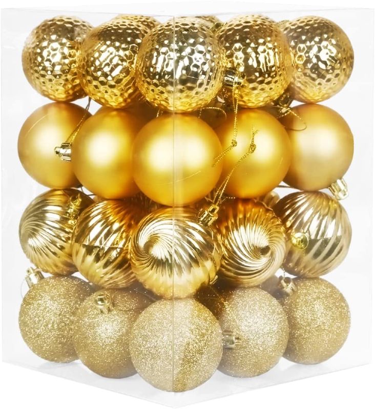 Photo 1 of 36pcs Christmas Ball Ornaments Shatterproof Christmas Decorations Tree Balls for Holiday Wedding Party Decoration, Tree Ornaments Gold Cord Included