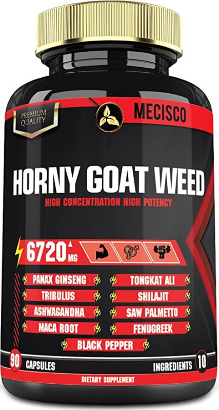 Photo 1 of 10in1 Horny Goat Weed Capsules 6720 Mg, with Panax Ginseng Root, Tribulus Terrestris, Ashwagandha Root, Maca Root & Others - Performance, Energy Booster, Memory Support - 90 Caps 3-Month Supply
Expires: 3/2024