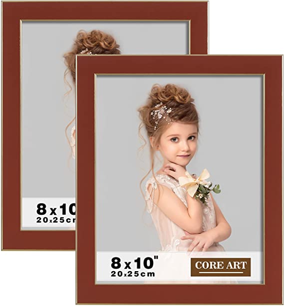 Photo 1 of CORE ART 8x10 Picture Frames Brown Photo Frames Set of 2, 8 by 10 Colorful Frame with HD Semi-tempered Glass, Wall or Tabletop Display
