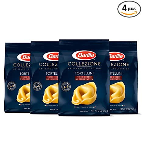 Photo 1 of BARILLA Collezione Three Cheese Tortellini Pasta, 12 oz. Bag (Pack of 4) - 6 Servings Per Bag - Pantry Friendly Artisanal Dried Tortellini - Non-GMO, All Natural Ingredients, No Preservatives --- EXP 03/22/2022