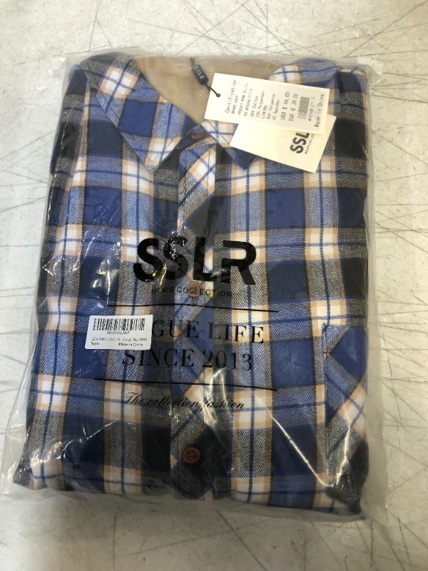 Photo 2 of SSLR Mens Plaid Shirt Fleece Lined Button Down Long Sleeve Flannel Shirt for Men SIZE MEDIUM 