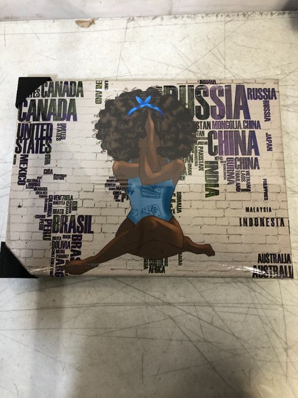 Photo 2 of African American Women Canvas Wall Black Afro Girl Yoga Wall Art Decor Pictures Frameless Decorative Painting for Room Bedroom Living Bathroom Office 12 X 16 Inch
