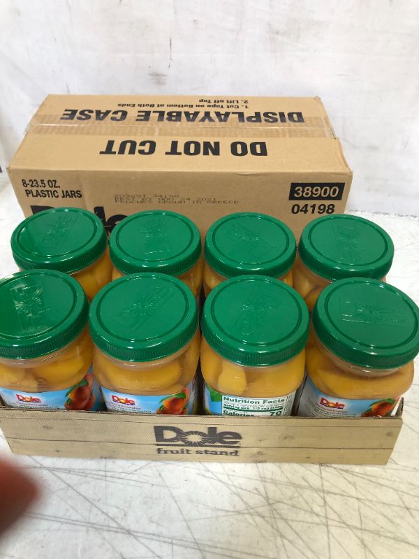 Photo 3 of Dole Yellow Cling Sliced Peaches in 100% Fruit Juice, 23.5 Oz Resealable Jars, 8 Count---- EXP 11/24/2021
