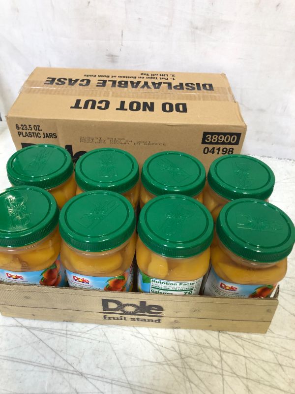 Photo 2 of Dole Yellow Cling Sliced Peaches in 100% Fruit Juice, 23.5 Oz Resealable Jars, 8 Count---- EXP 11/24/2021
