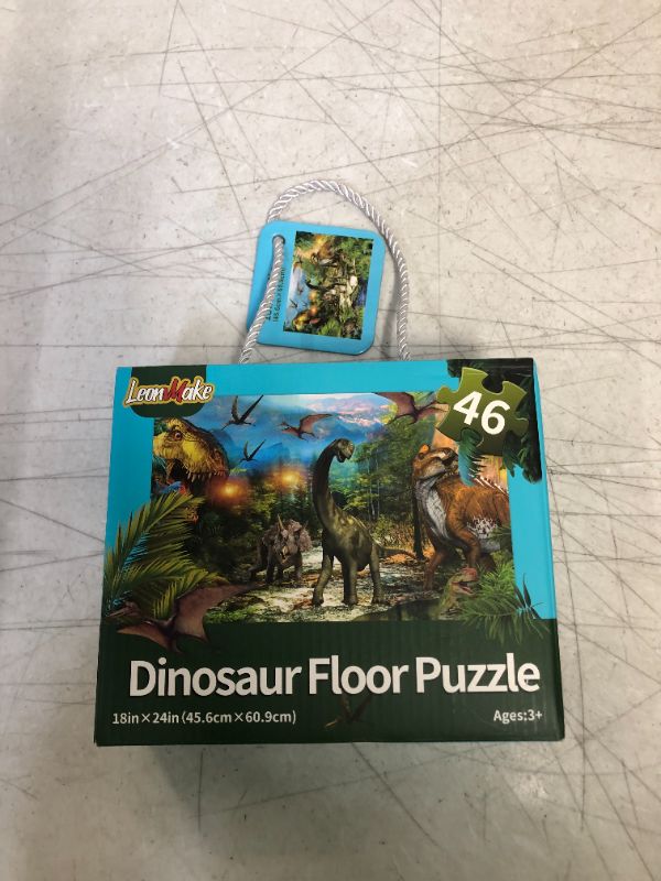 Photo 2 of LeonMake Dinosaur Puzzle for Kids Toys: 46 Piece Big Floor Puzzle for 3-8 Year Old Boys & Girls | Fluorescent Jigsaw Puzzles as Christmas Birthday Gift for Toddler | 18 x 24 inch
