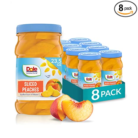 Photo 1 of Dole Yellow Cling Sliced Peaches in 100% Fruit Juice, 23.5 Oz Resealable Jars, 8 Count --- EXP 11/28/2021 --- PRODUCT IS SAME JUST DIFFERENT COLOR FROM STOCK PHOTO 
