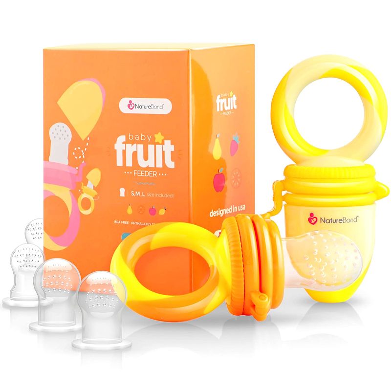 Photo 1 of NatureBond Baby Food Feeder/Fruit Feeder Pacifier (2 Pack) - Infant Teething Teether | Includes Additional Silicone Sacs
SUNSHINE ORANGE