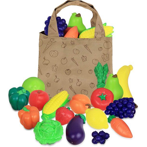 Photo 1 of Click N' Play Pretend Play Fruit & Vegetable & Canvastote Bag for Kids Play (Set of 17),Multicolor
