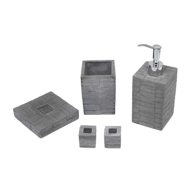 Photo 1 of COZYHOUSE Formwork Cement 4 Piece Bathroom Accessories,Soap Dispenser,Toothbrush Holder 2pcs/Set,Tumbler,Soap Dish,Grey,Industrial Formwork,Gift
