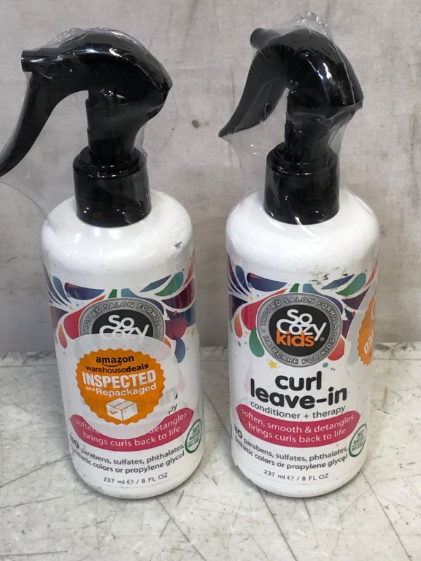 Photo 1 of SoCozy, Curl Spray LeaveIn Conditioner For Kids Hair Detangles and Restores Curls No Parabens Sulfates Synthetic Colors or Dyes, Jojoba Oil,Olive Oil & Vitamin B5, Sweet-Pea, 8 Fl Oz 2 pack 
