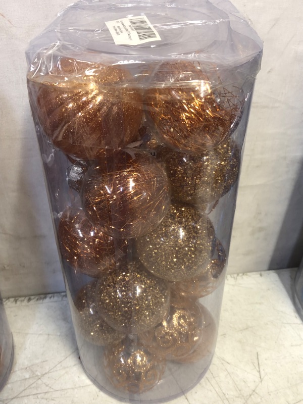 Photo 1 of 24ct Christmas Ball Ornaments Shatterproof Large Clear Plastic Hanging Ball Decorative with Stuffed Delicate Decorations (70mm/2.76" Champagne)

