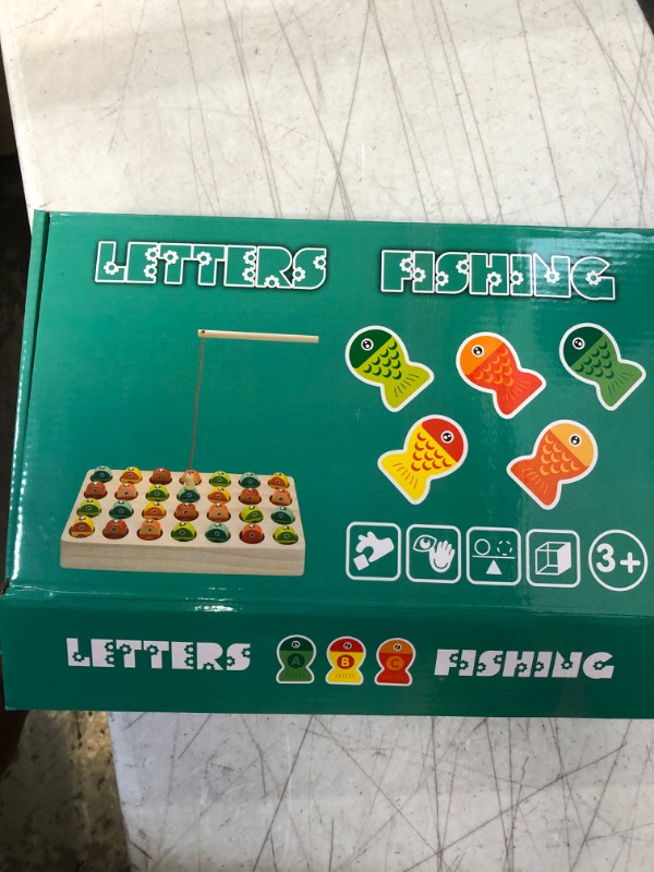 Photo 1 of Wooden Magnetic Fishing Game, Fine Motor Skill Toy ABC Alphabet Color Sorting Puzzle