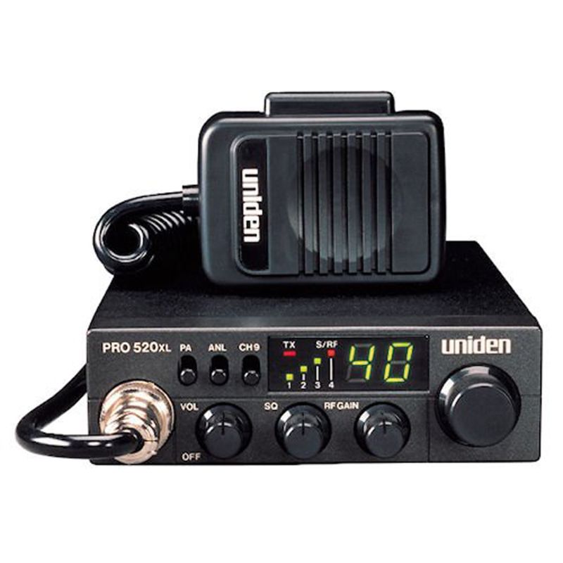 Photo 1 of Uniden PRO520XL Pro Series 40-Channel CB Radio. Compact Design. ANL Switch and PA/CB Switch. 7 Watts of Audio Output and Instant Emergency Channel 9. - Black
