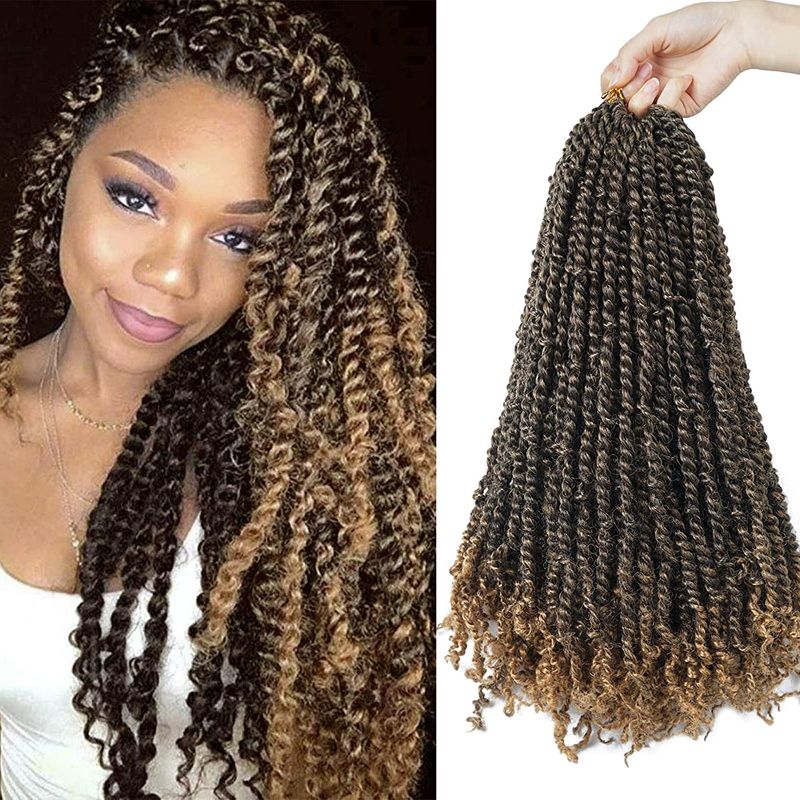 Photo 1 of 18 Inch Pre-twisted Passion Twist Water Wave Crochet Hair for Bohemian Curly Hair for Passion Twist Crochet Braiding Hair Extensions?6pcs,M1B-27?
