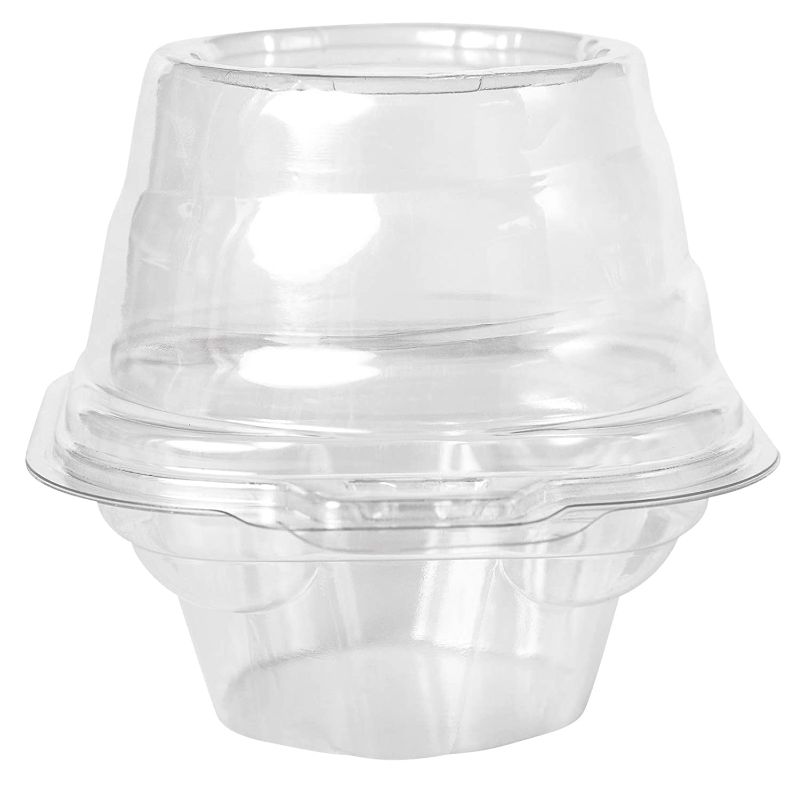 Photo 1 of [100PCS] Clear Individual Cupcake Containers,Single 1 Compartment Take Out Carrier Small Deep Dome Holder to go with Lid Stackable Disposable Plastic Cake Box BPA-Free in Bulk
