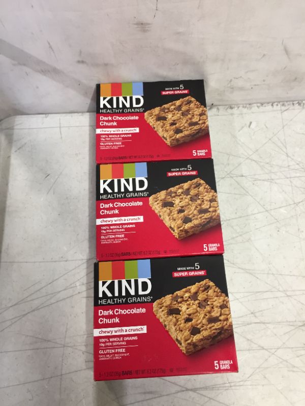 Photo 1 of Bars Dark Chocolate Chunk 3 pack 
excp apr 23 2022