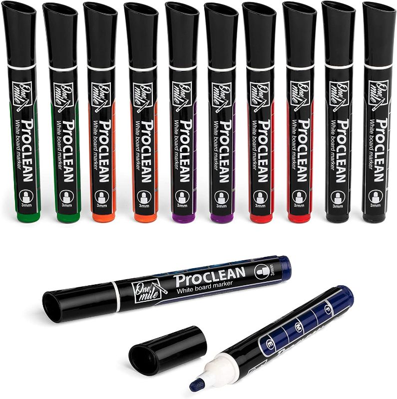 Photo 1 of One mile Dry Erase Markers: Bullet Tip Whiteboard Dry Erase Marker Pens- Ink level Indicator -4X More Ink- Non Toxic Low Odor White Board Markers for Home, Office or Classroom - 12 Pack of 6 Colors
