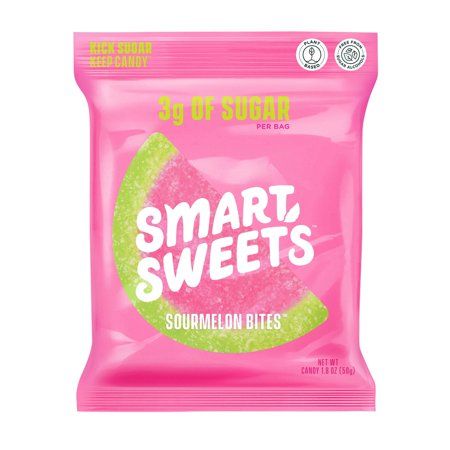 Photo 1 of  SmartSweets Sourmelon Bites, Candy with Low Sugar (3g), Low Calorie, Plant-Based, Free from Sugar Alcohols, No Artificial Colors or Sweeteners, Pa
exp 4/13/2022 (factory sealed)