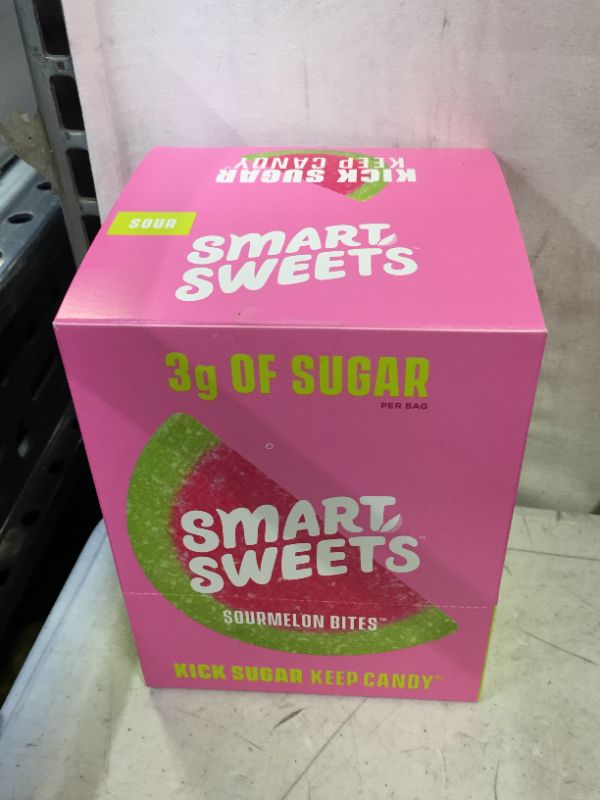 Photo 4 of  SmartSweets Sourmelon Bites, Candy with Low Sugar (3g), Low Calorie, Plant-Based, Free from Sugar Alcohols, No Artificial Colors or Sweeteners, Pa
exp 4/13/2022 (factory sealed)