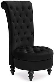 Photo 1 of AVAWING Throne Royal Chair Set of 1 for Living Room, Button-Tufted Accent Armless High Back Chair with 24.6 Inch Larger Seat, Thick Padding and Rubberwood Legs, black 
