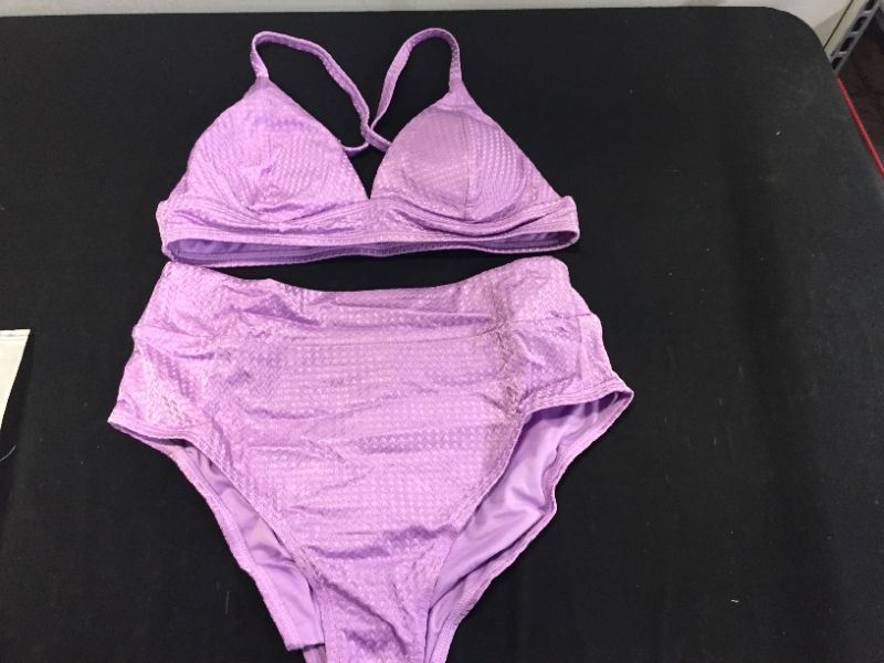 Photo 1 of Amiya Purple V-Neck Criss Cross High Waisted Bikini WOMENS SIZE MEDIUM 
