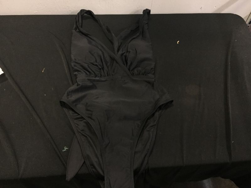 Photo 2 of Brianne Tie Front Plunging One Piece Swimsuit SIZE MEDIUM