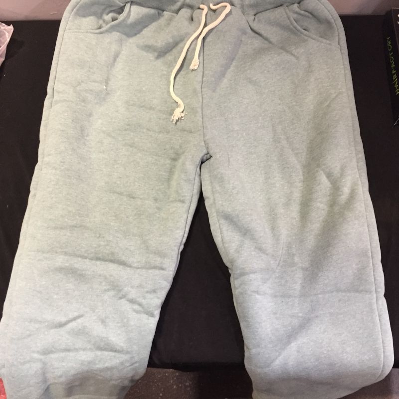 Photo 1 of WOMENS FLEECE JOGGER SWEATPANTS HEATHERED MINT MARKED AS SIZE 2XL BUT POSSIBLY L/XL 