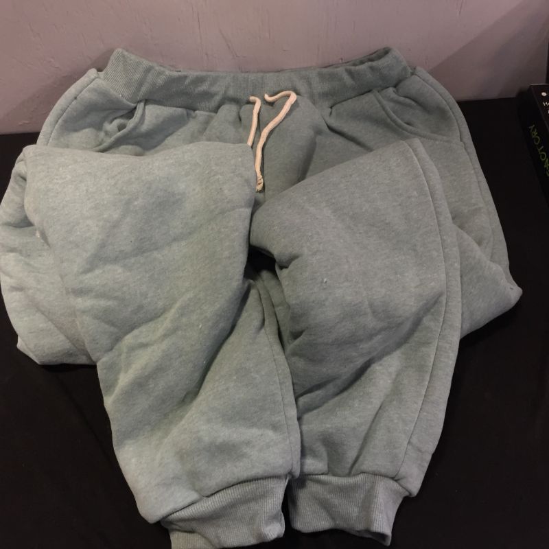 Photo 1 of WOMENS FLEECE JOGGER SWEATPANTS HEATHERED MINT MARKED AS SIZE 2XL BUT POSSIBLY L/XL 