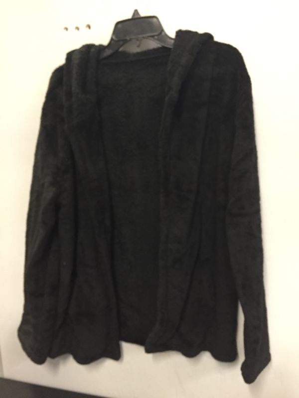 Photo 1 of fuzzy black cover up with hoodie (size L)