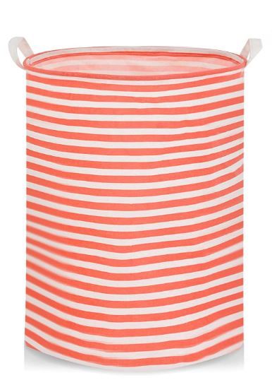 Photo 1 of 19.7 inch Freestanding Laundry Basket, Collapsible Dirty Clothes Hamper, Large Laundry Hamper With Handle, Suitable of Bedroom, Bathroom, Dormitory, farmhouse, Toy Basket, (Red Stripes)
