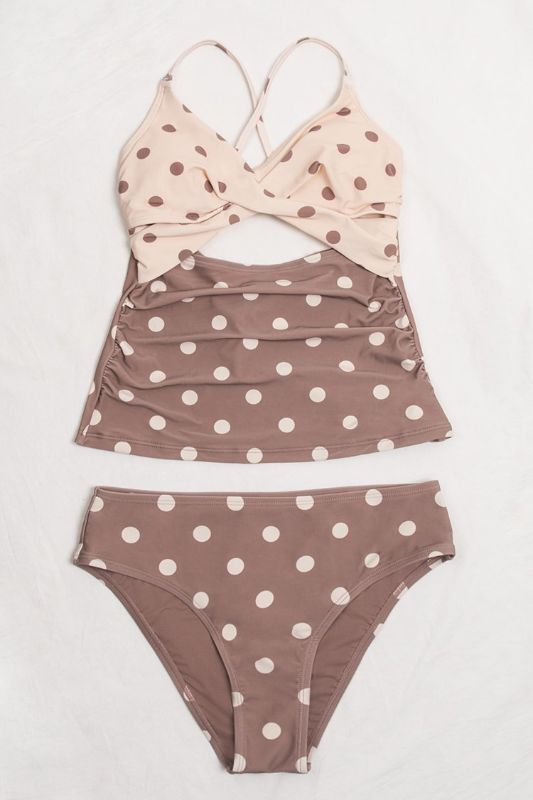 Photo 3 of 
Kaylyn Polka Dot Criss Cross Back Tie Tankini Size Small NEW