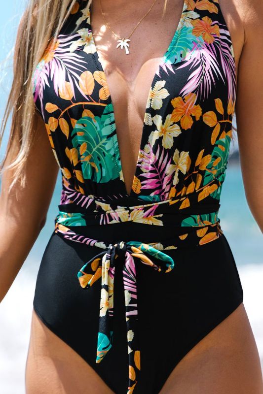 Photo 3 of Valeria Criss Cross Tropical One Piece Swimsuit Size XL NEW