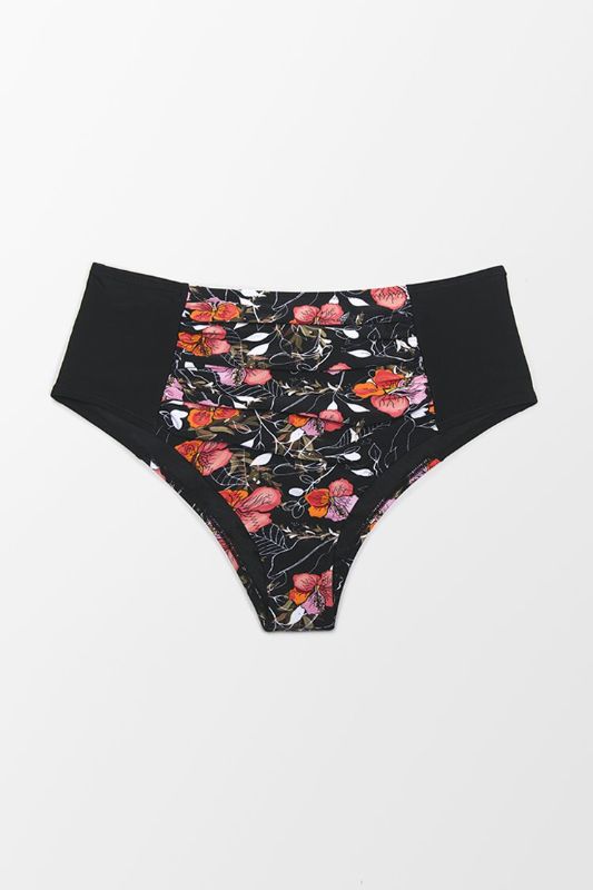 Photo 1 of Black Floral High Waisted Plus Size Bikini Bottom NEW Size 1X