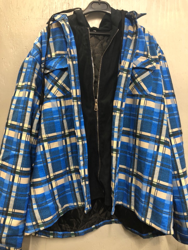 Photo 1 of Mens plaid blue jacket hoodie NEW Size 2XL