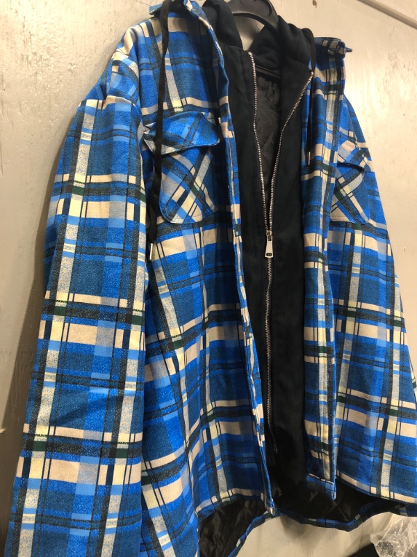 Photo 2 of Mens plaid blue jacket hoodie NEW Size 2XL