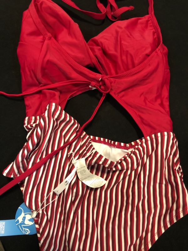 Photo 3 of Leyla Striped Twist Cut-Out One Piece Swimsuit NEW Size Large