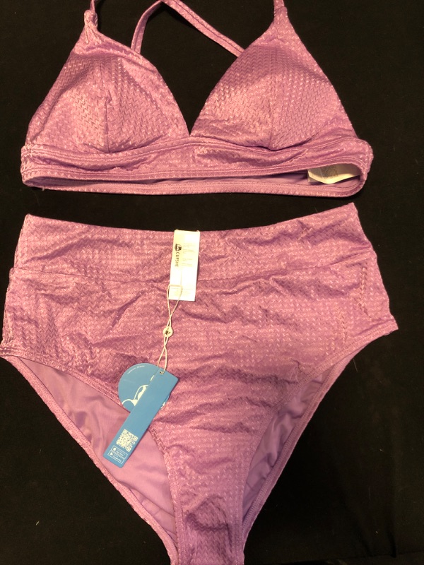 Photo 1 of 2 Piece Purple Bathing Suit Swimwear Size Large NEW