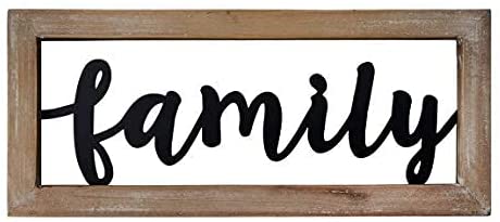Photo 1 of 10 o'clock Family - 12" X 5.1" Wooden Signs Wall Decor Metal and Wood Framed Sign Modern Farmhouse Wall Hanging Art Family Sign Home Decor
