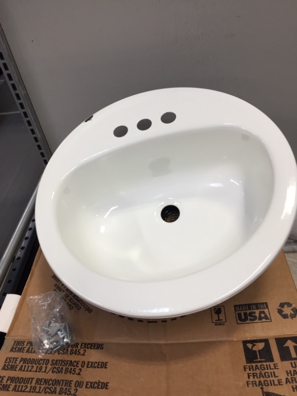 Photo 1 of 19" laurel white round drop in sink 